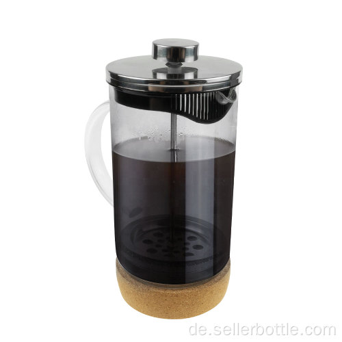 600 ml French-Press-Kaffeemaschine aus Glas mit Korkboden